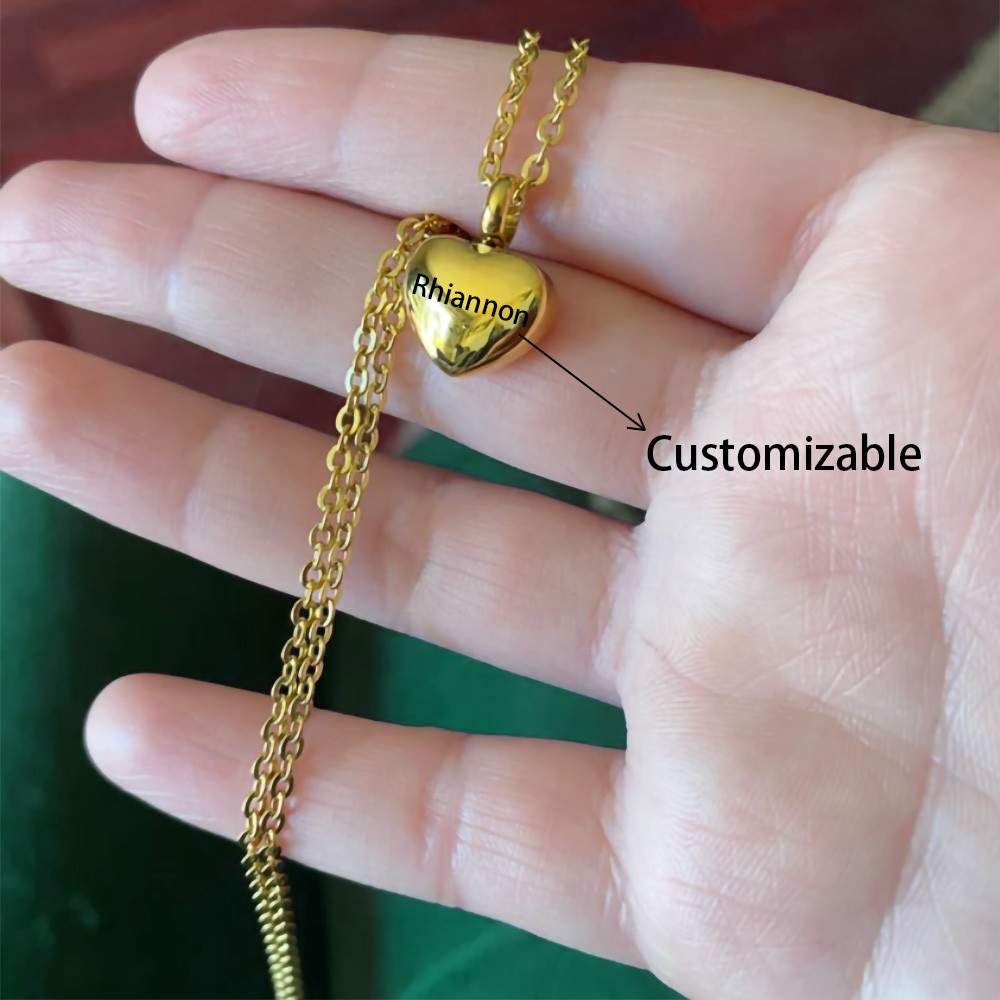 Personalized Urn Necklace, Dainty Heart Necklace Small Cremation Urn Necklace for Ashes, Cremation Jewelry Memorial Gift for Women/Baby/Pet Loss