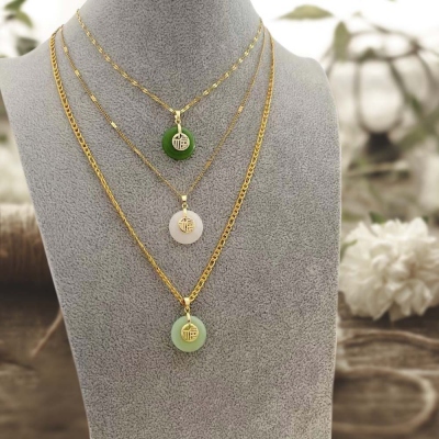 Dainty Jade Stone Necklace, Natural Jade Necklace, Protective Stones, Healing Jewelry for Women, Birthday/Christmas Gift for Mom/Grandma/Daughter