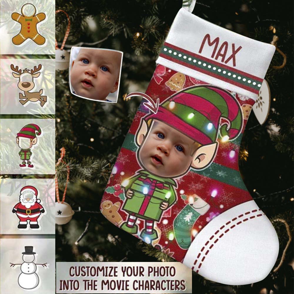 Custom Photo Booth Face in Hole Christmas Stocking Funny Cutout Props Custom Photo Booth Face in Hole Christmas Stocking Funny Cutout Props