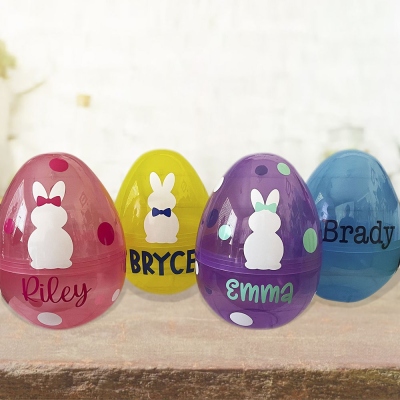 Oeuf de lapin de Pâques en plastique personnalisé, nom personnalisé grand oeuf de Pâques, décor mignon de Pâques, cadeaux de Pâques pour la famille/enfants/fille/nièce
