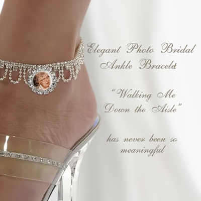 Custom Bridal Photo Anklet, Personalized Wedding Anklet, Memorial Anklet, Ankle Bracelet, Photo Wedding Bouquet Charms, Wedding Gift for Her