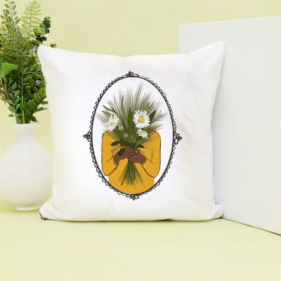 Personalized Birth Flower Pillow Cover, Bouquet Cushion Cover, Soft Pillowcase, Home Decor, Housewarming Gift, Birthday Gift for Family/Mom/Grandma