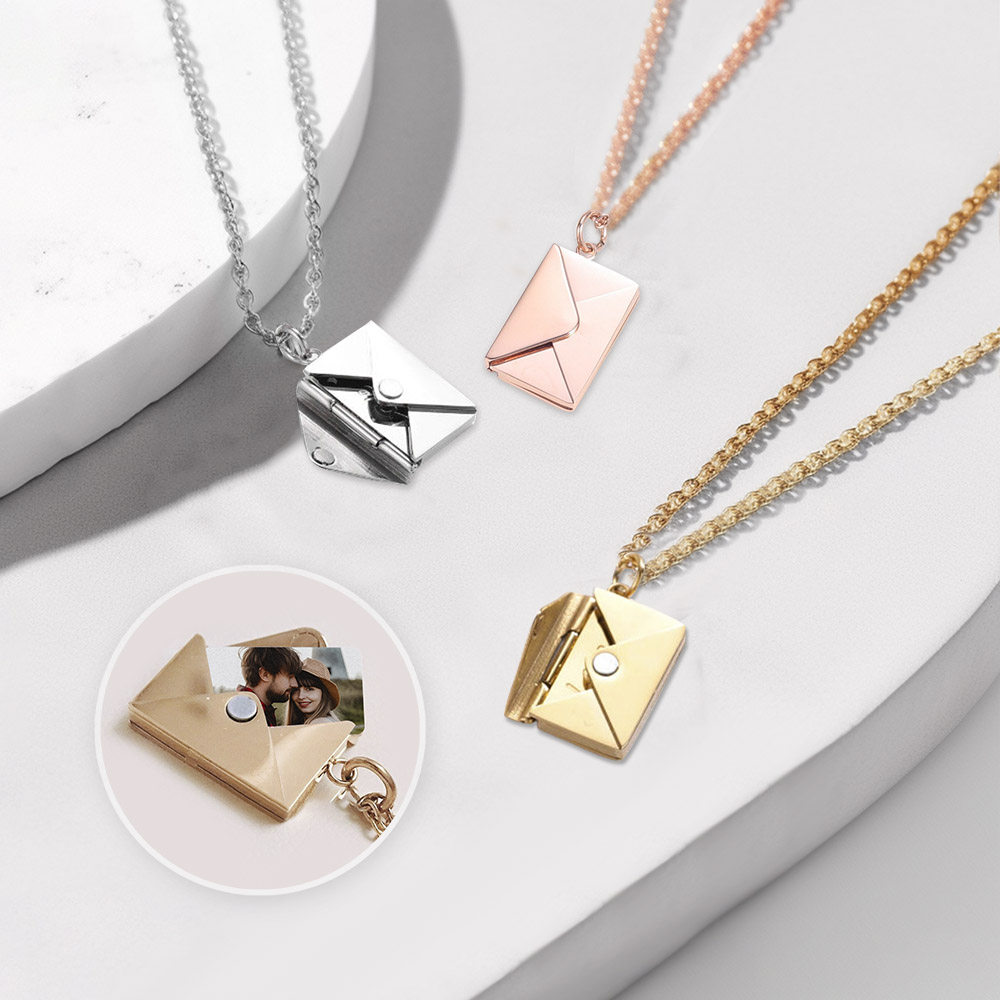 Custom Love Letter Necklace, Personalized Envelope Necklace