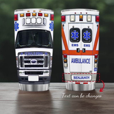 Personalized Ambulance Tumbler, Ambulance Driver Tumbler, Paramedic Tumbler Coffee Travel Mug, EMS Cup, Ambulance Driver Appreciation Gift