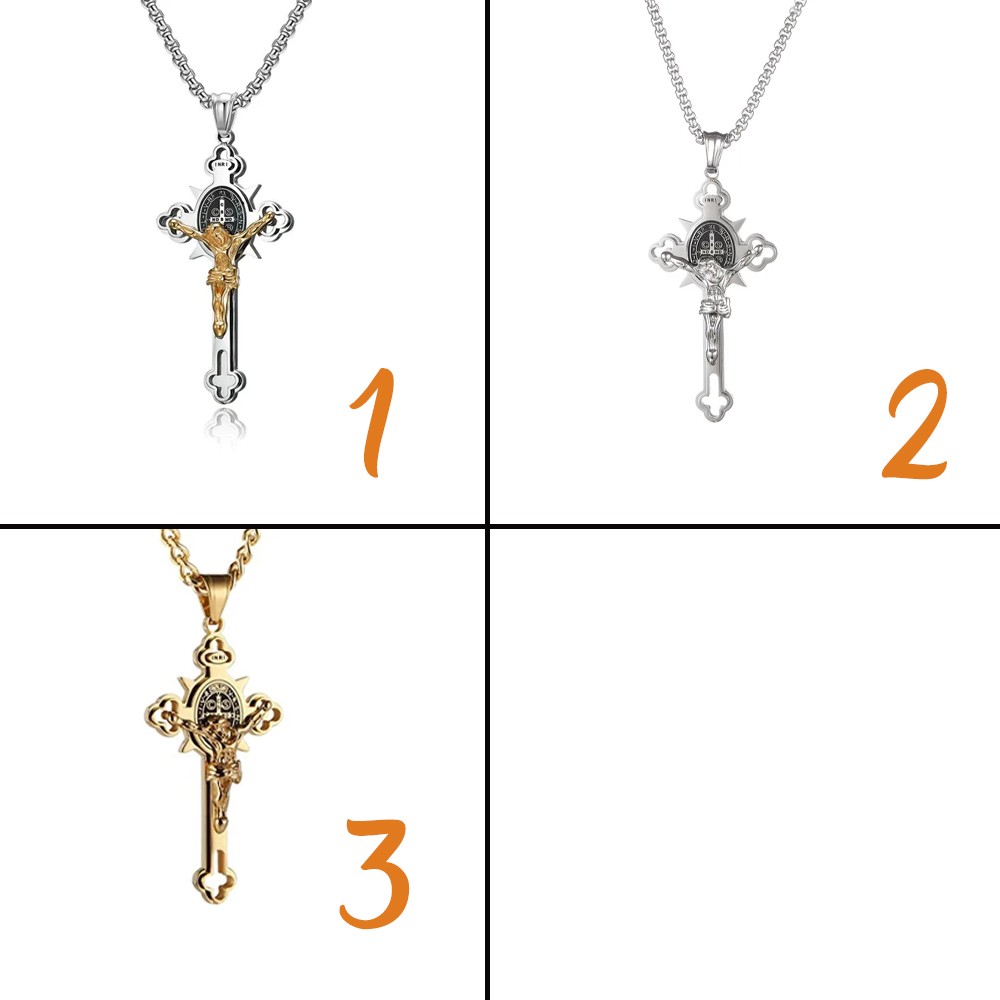 Crucifix Hängen Halsband, Saint Cross Halsband, Religion Halsband, Rostfritt stål Halsband, Kristendom/Julgåva