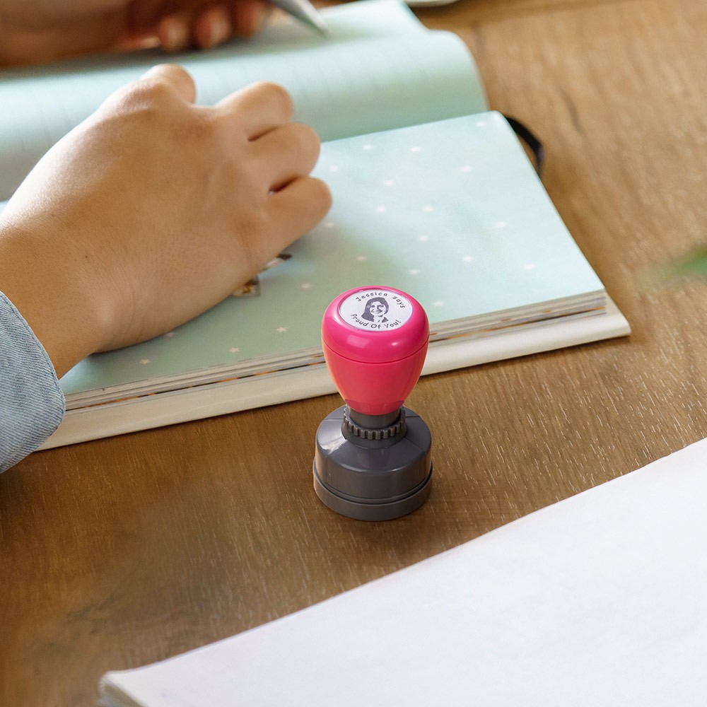 Personalised Teacher Reward Stamp – Custom Ink, Motivational, 25mm Size