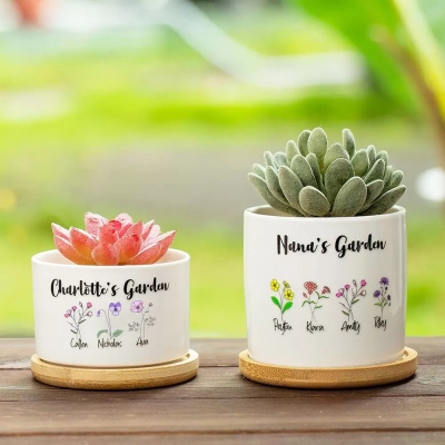 Fioriera con fiore personalizzato, vaso per piante succulente regalo da giardino per nonna/mamma
