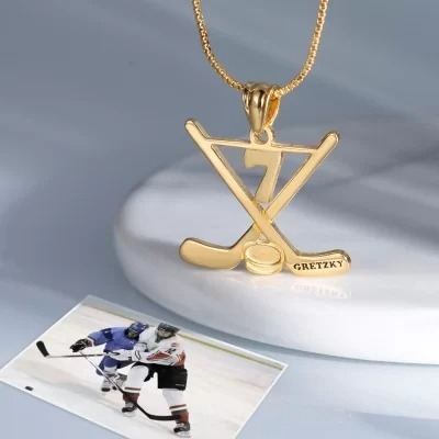 Collana personalizzata da hockey, gioielli con bastoncini da hockey su ghiaccio, regalo per mamme, squadra di giocatori di hockey di ragazze fan