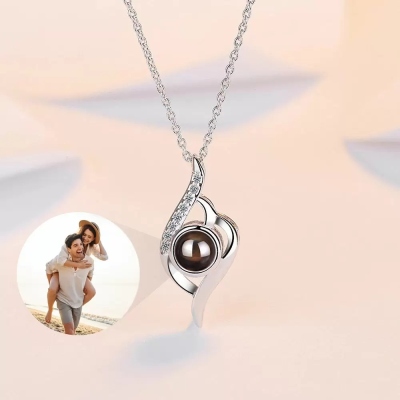 Custom Photo Projection Necklace, Sterling Silver Woman's Eye Pendant, Mother's Day/Birthday/Valentine's Day Gift for Wife/Mother/Girlfriend/Friends