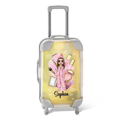 Personalized Pajama Makeup Girls Mini Makeup Storage Box, Custom Mini Luggage Box, Party Gift, Bridesmaid Gift