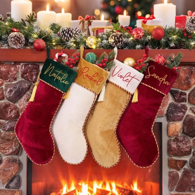 Personalized Name Family Christmas Stocking, Festival Fireplace Christmas Decor, Tree Hanging Ornament, Christmas Gift for Family/Kids