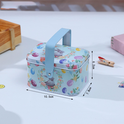 Personalized Easter Bunny Candy Storage Box, Cute Custom Name Bunny Cookie Tin Box with Handle, Easter Party Favor, Easter Gift for Kids/Boys/Girls