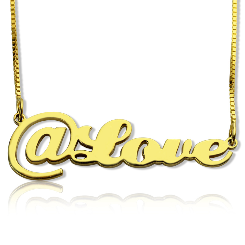 Twitter At Symbol Name Necklace 18K Gold Plated - GetNameNecklace