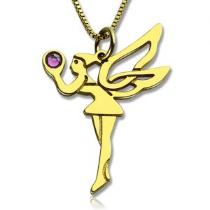Fairy Birthstone Necklace for Girlfriend Gold Plated Silver 925