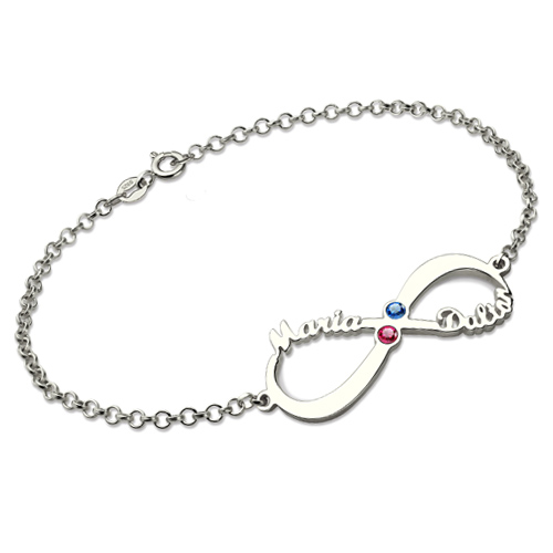 Silver Infinity Name Birthstone Bracelet - GetNameNecklace