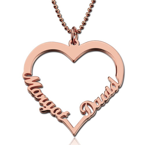 Personalized Love Heart Double Names Necklace: Coulple's Gift for Her ...