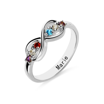 Personalized Birthstone Infinity Name Ring For Her