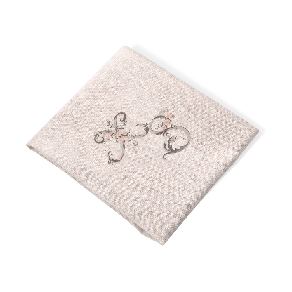 Custom Floral Letter Printed Linen Napkin, Personalized Printed Monogrammed Dinner Napkin, Mother's Day/Wedding/Cocktail Party Gift