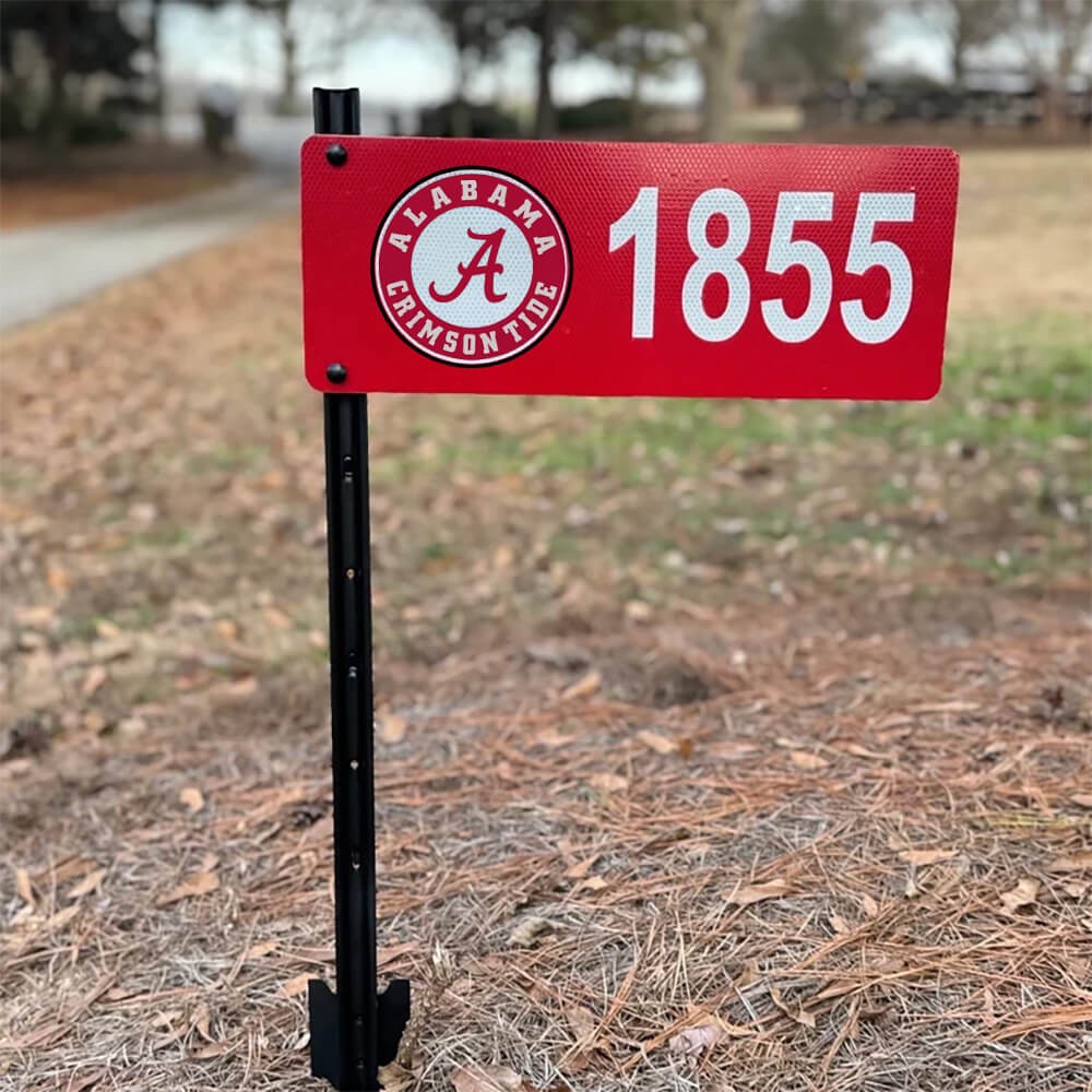 Personalisiertes Adressschild, reflektierendes Hausnummern-Adressschild „Team Spirit“, doppelseitiges Außendisplay, gut sichtbares Hausnummernschild