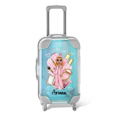 Personalized Pajama Makeup Girls Mini Makeup Storage Box, Custom Mini Luggage Box, Party Gift, Bridesmaid Gift