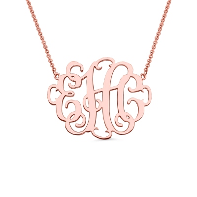 Personalized Stylish Monogram Necklace In Rose Gold