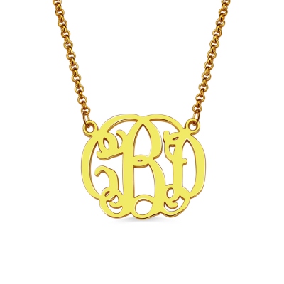 Personalized Small Celebrity Monogram Necklace 18K Gold Plated