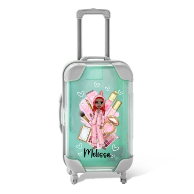 Personalized Pajama Makeup Girls Mini Makeup Storage Box, Custom Mini Luggage Box, Party Gift, Bridesmaid Gift