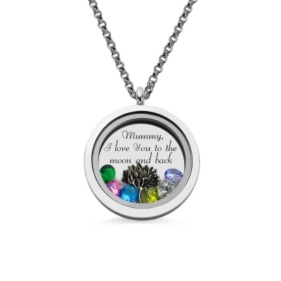 Personalized Family Floating Crystal Living Locket Stainless Steel