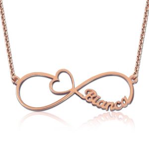 Infinity Name Necklace With Arrow Heart In Rose Gold