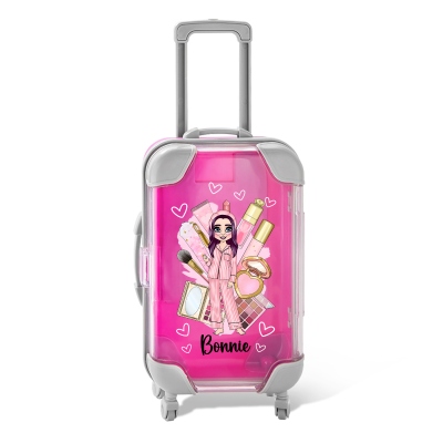 Personalized Pajama Makeup Girls Mini Makeup Storage Box, Custom Mini Luggage Box, Party Gift, Bridesmaid Gift