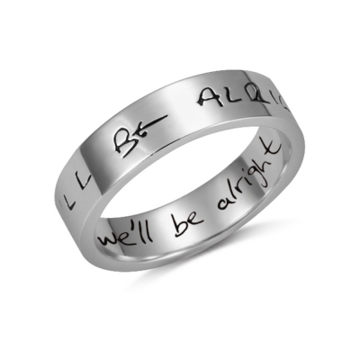 Customized Engraved Harry Handwriting Style Ring In Sterling Silver