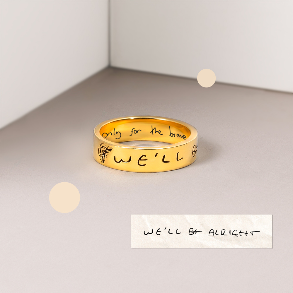 Customized Engraved Harry Handwriting Style Ring In Sterling Silver