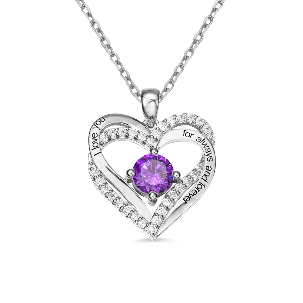 Customized Dual Heart Birthstone Necklace Upload