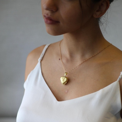 Four-Leaf Clover Heart-Shaped Photo Locket