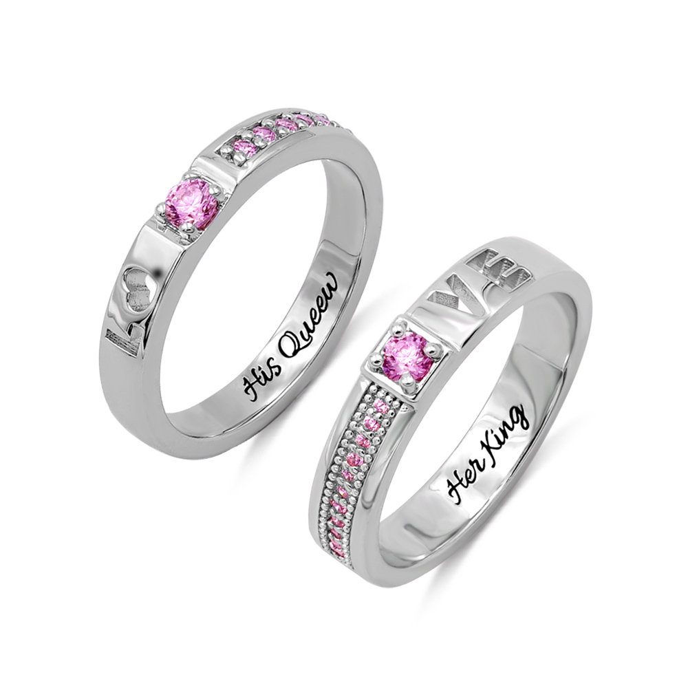 Custom Birthstone Couple Rings for Lovers