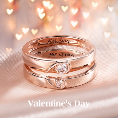 Personalized Half Heart Shaped Ring for Couple