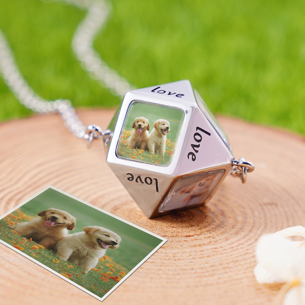 Personalized Polygonal Photo Necklace