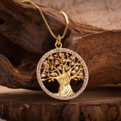 Personalized Heart Tree Birthstone Necklace