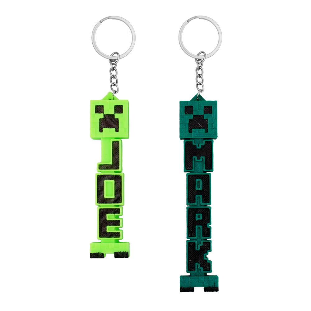 Personalized Minecraft Creeper Name Keychain