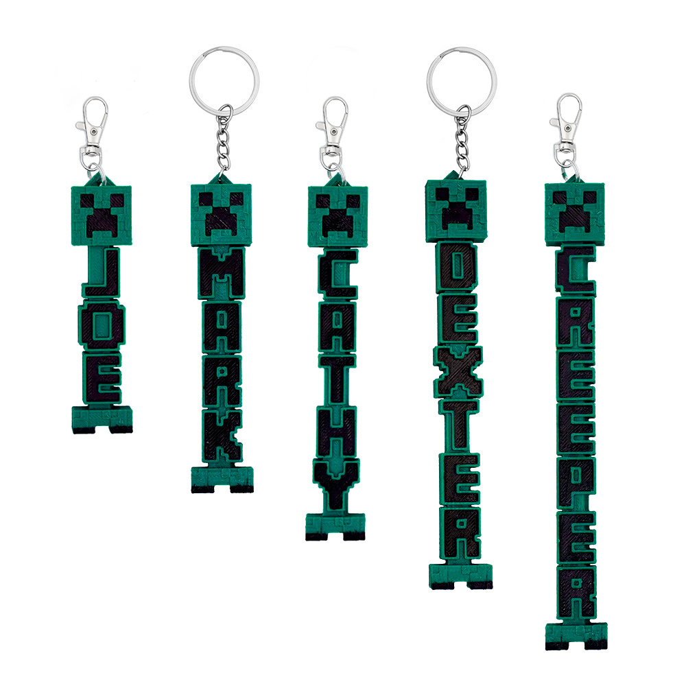 Personalized Minecraft Creeper Name Tag Keychain