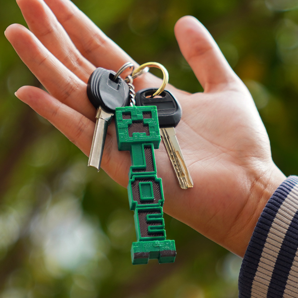 Personalized Minecraft Creeper Name Tag Keychain