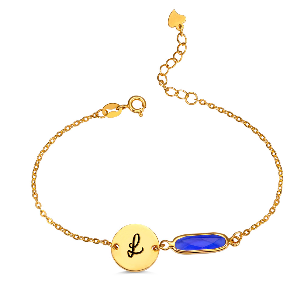 Custom Name Bracelet with Rectangle Birthstone