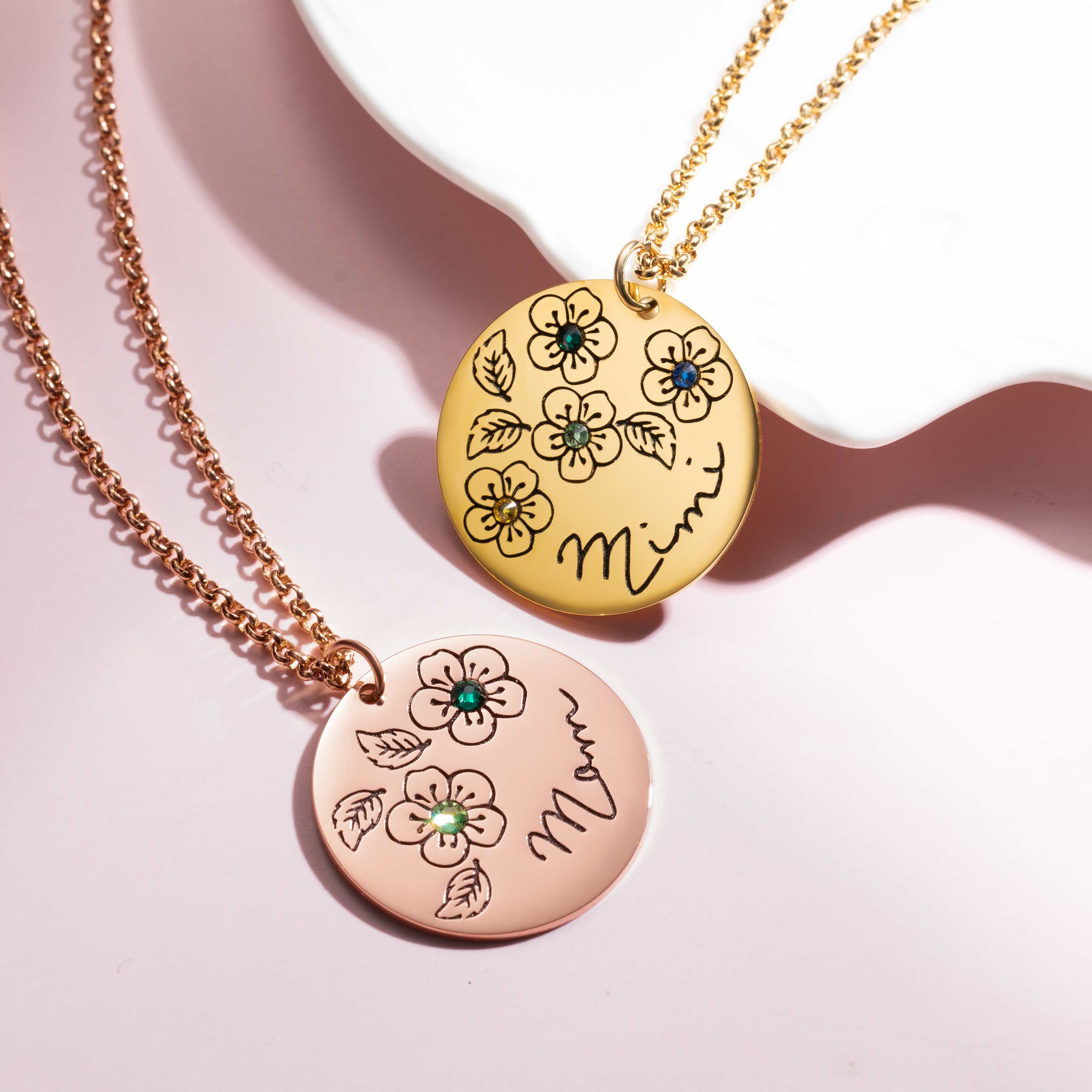 Personalized Birthstone Flower Necklace Gifts for Mother