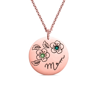 Cadeaux personnalisés de collier de fleur de naissance pour la mère