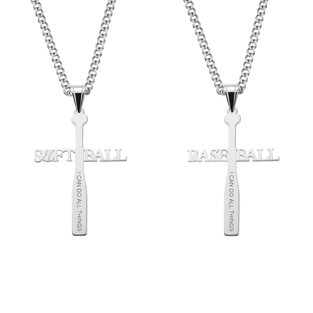 22 Inch PICK YOUR NUMBER Stainless Steel Chain Necklace Baseball Softball Silver 