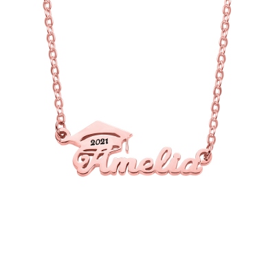 Personalized Bachelor Cap Name Necklace Graduation Gifts