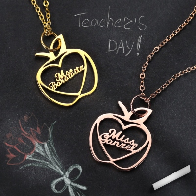 Personalized Apple Name Necklace Graduation Gifts