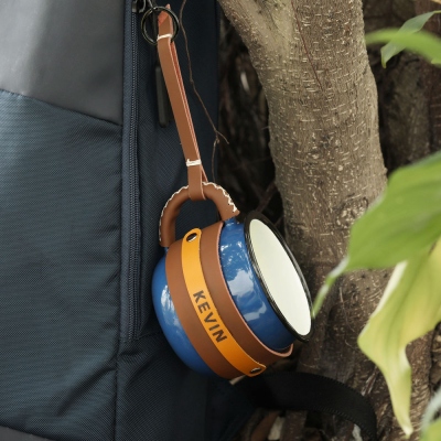 Kundenspezifische Leder Emaille Kaffeetasse für Reisen & Camping