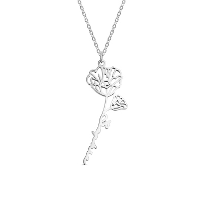 Name Necklace with Birth Flower