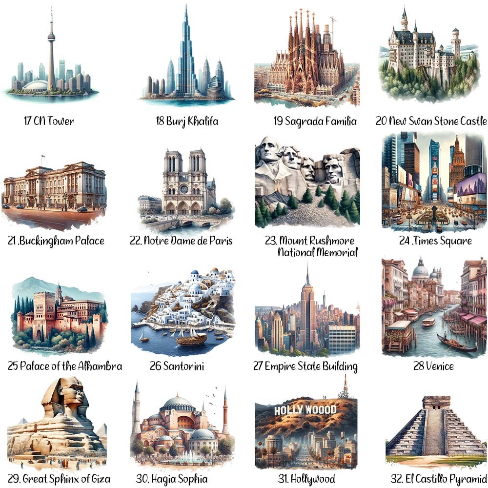 Watercolor Landmarks